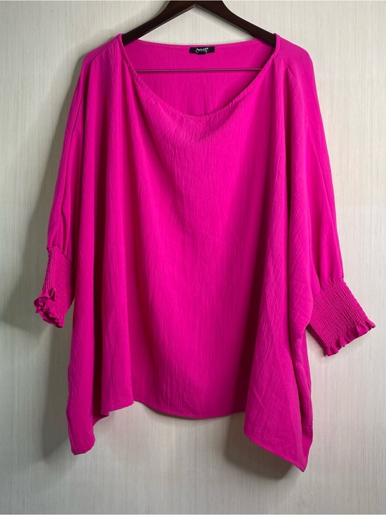 ODDY Tops - ODDY Charming Oversized Dolman Sleeve Women's Blouse Top Fuschia Large